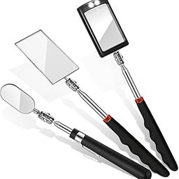 3 Pieces Telescoping Inspection Mirror Round Mirror Square Mirror Inspection Tool for Checking Vehicle, Observing Eyelashes Mouth and Other Small Parts (Extended, with Light, Oval Style)-39