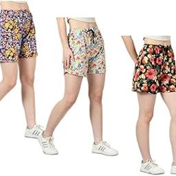 Digital Printed Regular Fit Hotpant Shorts for Women [Pack of 3]-image-83