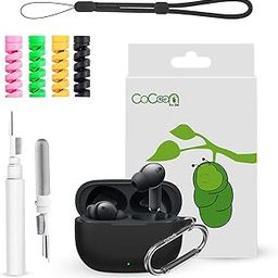 Cocoonkart Silicone Case Cover for Realme Buds T310 | Buds N1 with Cleaner Kit, Lanyard & 4 Pcs Cable Protectors (Black)-picture-10