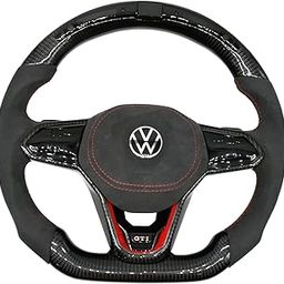 KMH Premium Black Steering Wheel Compatible with Volkswagen Polo, Vento and Ameo - Sporty Look, Enhanced Grip & Fit Plug and Play Car Interior Accessories (Real Carbon with LED)-image-5