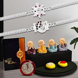 Oblivion Baby Buddha Set of 4 for Brother – Rakhi for Brother Set of 1, Silver Color Pooja Coin & Greeting Card, Gift for Bhai, Bhabhi & Kids, Traditional Raksha Bandhan Celebration Combo Kit 2025-image-77