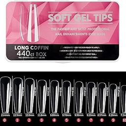 NAILWINd Nail Tips,soft Gel Full Cover Nails, Clear Acrylic Nail Tips Artificial False Nails with Box Fake Nail Extension for Salons DIY Nails Art Long - coffin, 440ct-image-54