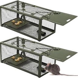 Qualirey 2 Pieces Human Mouse Trap, Live Rat Trap, Mouse Cage, Work for Indoor and Outdoor Mice, Voles, Hamsters, Catch and Release (Green)-image-17
