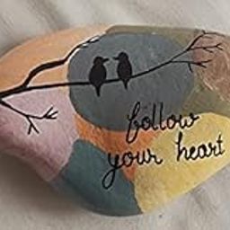 RM Follow Your Heart Hand-Painted Pebble – Motivational Stone Gift for Birthday, Rakshabandhan, Friendship Day & Desk Decor | Inspirational Keepsake (1 Piece)-image-3