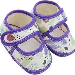 6 To 12 Months Baby Girls Soft Cotton Printed Velcro Belly Sandal/Booties (Purple,White)-BT4921-image-76