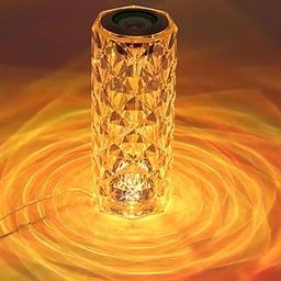 Grofly Portable LED Crystal Lamp with Bluetooth Speaker Wireless Touch Control Bedside Diamond Night lamp LED Lamp,3 Color Changing LED Mood Light,Music System with Remote Control Lamp for Bedroom-28