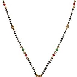 Short Mangalsutra Designs Ball Shape AD Pendant Gold Plated Red Green Beads with Latkan-picture-22