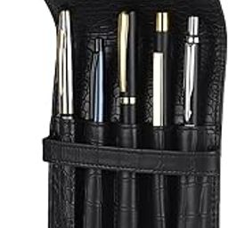PU Leather Pen Case for 5 Pens for MONTBLAC Pen, PELIKAN Pen, TWSBI Pen, Cross Pen, Sailor Pen, Pilot Pen, Parker Pen, Colour Croco-Black (ST-PC-105)-image-17