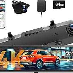 WOLFBOX G850 PRO 4K Smart Mirror Dash Cam with ADAS & BSD, 12” Rear View Mirror Camera, 5.8GHz WiFi, Voice Control, Includes 64GB Card, GPS, G-Sensor & Loop Recording.-6