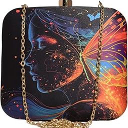 Butterfly Women Printed Clutch Bag for Women With Detachable Chain Strap-image-90