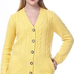 Women's Button-Down Woolen Cardigan with Front Pockets – Winterwear with V-Neck & Cable Knit Pattern - Stylish & Warm Sweater for Casual-image-16