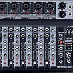 kh 6 Channel Professional Audio Mixer 6-channel built-in EQ/ 99-DSP/recording mode reverb Bluetooth/PC/USB/MP3 playback Concert Karaoke home singing live audio equipment 48V Phantom Power for each-image-48