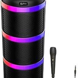 pTron Fusion Theatre 60W Karaoke Bluetooth Party Speaker w/Punchy Stereo Sound, Rhythmic RGB Lights, 3m Wired Mic, 6Hrs Playtime, 5 Equalisers, BT/USB/SD Card Playback & Type-C Charging (Raven Black)-image-28