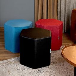 UrbanBed High Resilience CertiPUR-US Certified Foam Standard Size Hexagonal Pouf with Removable Cover, 1 Unit (Teal) 20 x 18 x 18.5 Inches-image-25