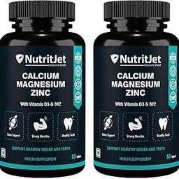 NutritJet Calcium Magnesium Zinc Vitamin D3 & B12-120 Vegetarian Tablets For Bone Health & Joint Support - Pack of 2-image-49
