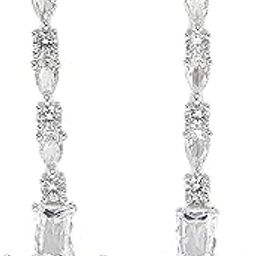 Silver Plated White Drop American Diamond Earrings for Women-image-23