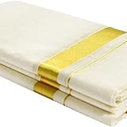 Cotton Men's Kasavu Kerala Dhoti/Mundu (cream, Free Size) (2.25 Meter)-image-26