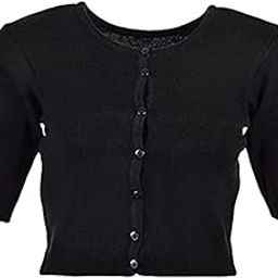 Nice Wonder Women's Winter Warm Saree Blouse Half Sleeves Round Neck-image-78