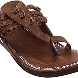 MEN'S ETHNIC FOOTWEAR/KOLHAPURI CHAPPAL/FLAT-BROWN/Stylish & Comfortable-image-82