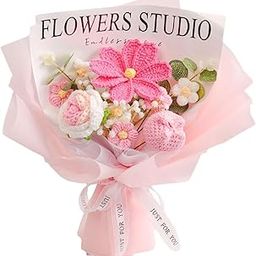 Crochet Flower Bouquet Knitted Bouquet for Party Graduation Gift Anniversary Pink-image-31