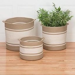ONESTO Jute Round Planter Pots/Storage Basket With Handle, Multi-Purpose Use For Bathroom Living Room & Others (Pack Of 3)6,8,10 Inches All New (Design4)-image-108