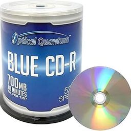 Optical Quantum Blue AZO CD-R 700MB 52X Shiny Silver Top Blank Recordable Media Disc - 100pk Cake Box, 100 Discs-image-35