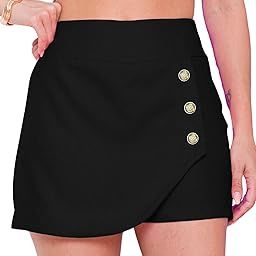 High Rise Elasticated Waistband Side Button Women Above Knee/Mini Bodycon Wrap Skort/Shorts-image-39