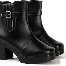 strasse paris Women’s Quilted Panel PU Ankle Boots | Stylish Padded Design with Buckle-picture-41