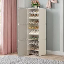 Mevigo 9-Tier Stackable Plastic Shoes rack with door- Closet Organizers & Storage Organizer, Cupboard Rack for Shoes/Clothes/Books/Toys/Office, Multipurpose Shoe Rack - WHITE-8