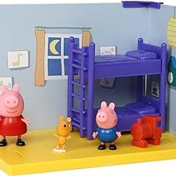 PEPPA PIG Bedroom Themed Preschool Toy and George, Includes 2 Poseable Figures, Bedroom Accessories and Scene Cards, for Girls and Boys Ages 3 Birthday Gift Toyset for Kids-24