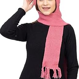 Gajraj Women's Winter Woolen Soft Warm Knitted Designer Muffler Beanie Cap with Fur | Fleece Cable Knit Woolen Hat with Attached Scarf for Cold Weather-image-10