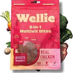 Wellie 8-in-1 Chicken Flavored Multivitamin Bites for Dogs - Boosts Immunity, Supports Bone and Muscle Health, Includes Vitamins A, D, E, K, Biotin and Zinc for All Breeds Dog - 100g (Pack of 1)-image-46