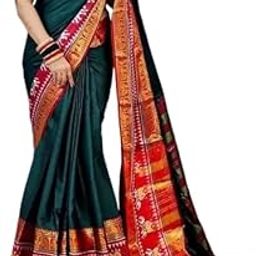 Narayan Pattu Silk Saree, Green with Red Border,-image-27