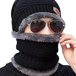 Winter Hat and Scarf Set, Warm Knit Hat with Thick Fleece Lining and Neck Warmer for Cold Weather, Unisex Winter Cap for Men and Women-10