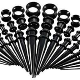 ™ 2x50pcs 14G-00G O-ring Acrylic Tapers Plugs and Silicone Tunnels Black | Body Piercing Jewelry | Body Jewelry | Fashion Jewelry-image-52