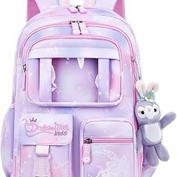 Girls School Backpack Girls School Backpacks Stylish SchoolBags Dreamy Purple Cartoon Print Schoolgirls Backpack Large Burden Relief Oxford Cloth Gift Children's Day Gift-image-40