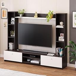 FURNEASER Pinnova Modern Wooden TV Unit for Living Room – Entertainment Center with Storage & Display Shelves Cabinet | Wenge & Frosty White Finish – Fits up to 60” TVs-image-40