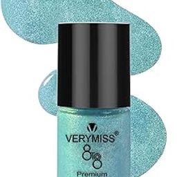 VERYMISS Premium Glitter Nail Polish 6ml | Smooth Application | Quick Drying | Paraben Free | Ultra Long Lasting Nail Paints - Pack of 1 (Frozen blue)-image-0