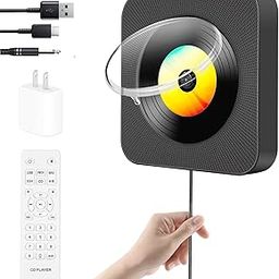 Bluetooth CD Player with FM, Wall CD Players Portable, Desktop CD Player with Speakers, Support Headphones USB AUX MP3 Music, Home Music Player for Kids Parents Friends-14