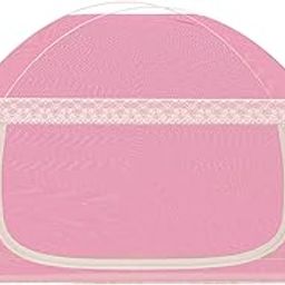 Fegore Foldable Baby Mosquito Net Strong and Durable Single for Single Bed 30 GSM Use Polyester Material Fabric Premium Machardani for 0 to 24 Month Babies (Pink Color 4 Ft x 2.5 Ft Size)-image-78