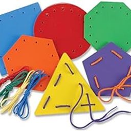 mathworld geometric shape lacing activity toy mathematics learning kit for kids sewing toy set of 6 pcs circle,triangle,pentagon,hexagon,square,octagon with laces- Multi color, Plastic-19