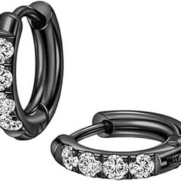 Huggie Surgical Stainless Steel Hoop Earrings 316L 10G 12G 14G 8-20mm Cartilage Drop Earrings 14G Piercing Jewellery Surgical Steel Huggie Hoops Stainless Steel Cubic Zirconia 8mm-image-67