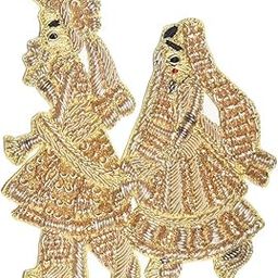 Mohan Shoppe Hand Embroidery Patch Golden Doli for Ladies Suits Bridal Lehenga Gowns Blouses Dresses Package of 1 Piece (13)-41