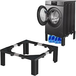 Full Size Heavy-Duty All Steel Laundry Pedestal Height 12 Inch Washing Machine Stand Universal Washer and Dryer Pedestal Adjustable Refrigerator Stand(Black)-image-47