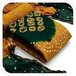 fab Women's Pure cotton with Hand Bandhej Unstiched Rajasthani Bandhani salwar suits/kurta set Dress Material with dupatta (D-Green)-picture-3