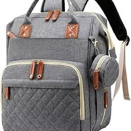 RIANZ Caldor Baby Diaper Bag Large Backpack For Girls And Boys,Multi-Functional Waterproof,Diaper Pouch With Pacifier Case,Stroller Straps,Tissue Bag,And Built-In Usb Charging Port (Grey),20 liter-image-60