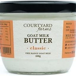 Courtyard farms Goat Milk Butter (Classic) I Traditional Hand Churned I Free Range Goat Milk 200g I Glass Packaging-image-57