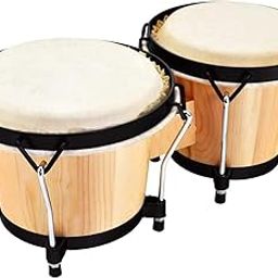 Bluebebrry R-607 Bongo Drum Set with Tuning Wrench Professional Wooden Percussion Instrument for Professional, Beginner Adults Kids (Natural Skin)-image-22