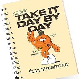 Daily Planner Undated - A5 Size 90 days Wirobound Notebook - 3 Months Daily Schedule, To do list, Selfcare, Notes - 350 Gsm Take It Day By Day Motivational Quote Cover - 9 x 6 Inches-image-2