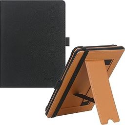 Universal Case for 6",6.8" E-Reader, Compatible with Paperwhite/Sony/kobo/Pocketbook/Nook/tolino 6-6.8inch ebook Reader,Premium PU Leather Cover with Hand Strap and Foldable Stand,Black-11